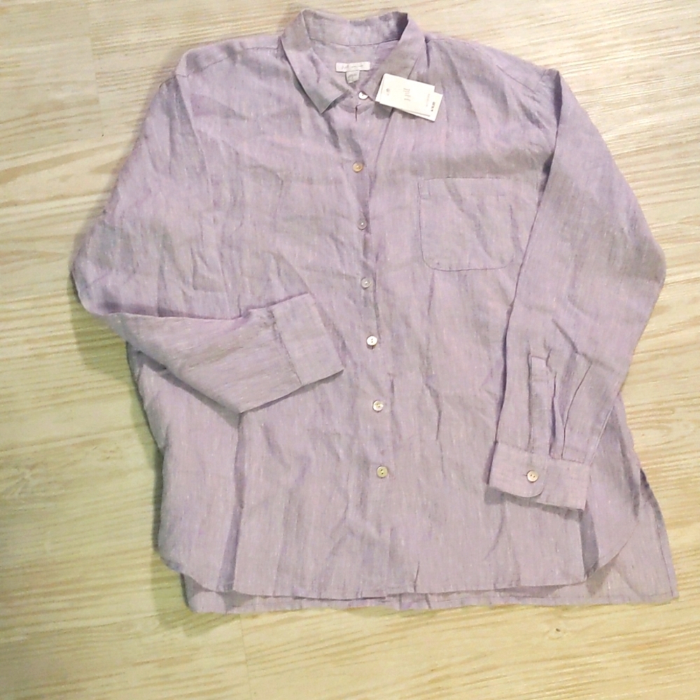 NWT Love Linen JJill Button Down